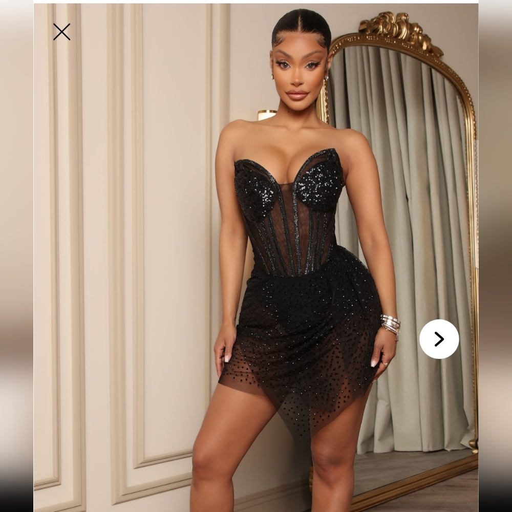 Little Black Sequin Corset Dress